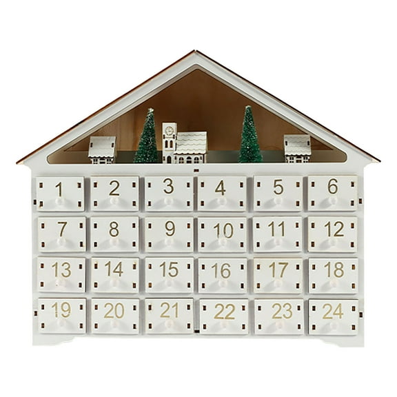 Wooden 2024 With Tree Built In LED Light Countdown To With 24 Storage Drawers White String Lights Battery Operated with Timer Digital Kitchen Timer for Cooking Large Timer with Alarm Hour Glass with