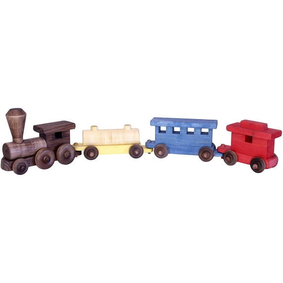 Wooden 24" Toy Train Play Set, Colored Kid-Safe Finish, Amish-Made