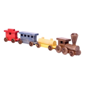 Wooden 24" Toy Train Play Set, Colored Kid-Safe Finish, Amish-Made