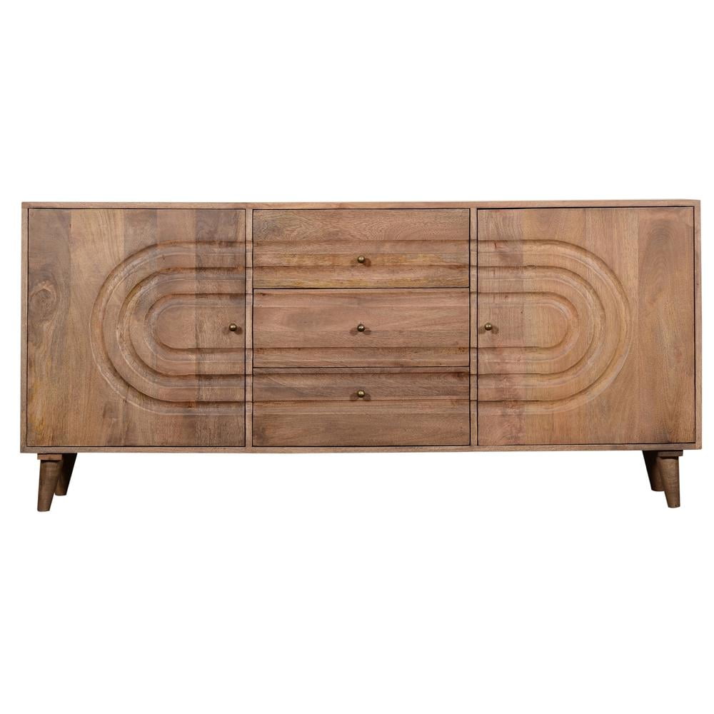 Tall Mango Wood Sideboard with 3 Drawers and 3 Doors
