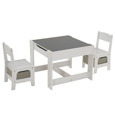Wooden 3 Pcs Kids' Table & Chair Sets Grey