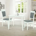 thumbnail image 1 of Wooden 3 Piece Dining Table Set, 2 Classic Style Solid Wood Ronda Upholstered Chairs w Square Dining Table, Kitchen Set for two, Living Room Set, White Color, 1 of 7