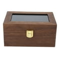 thumbnail image 1 of Wooden 3-Slot Watch Display Box with Transparent Window for Storage - Black Walnut Finish, 1 of 8