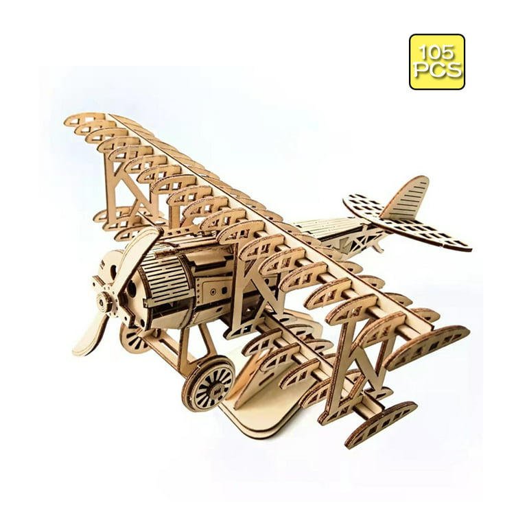 Wooden 3D Puzzle DIY Modern Laser Cut: Airplane by Hands Craft