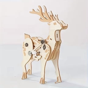 Wooden 3D Puzzle Model Kit Laser-Cut STEM Craft Brachiosaurus Fawn Lion