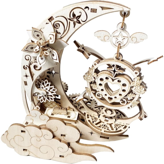 Wooden 3D Puzzle for Adults Mechanical Music Box Model Kits Wood DIY Crafts Kit Jigsaw Puzzle for Age 14+ Years Old