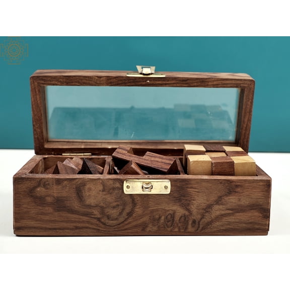 Wooden 3D Puzzles Game - 3 in one | Soma Cube | Interlock Block | Snake Cube | Handmade
