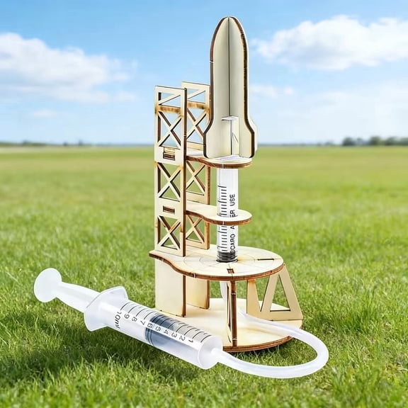 Wooden 3D Rocket Kit Hydraulic Lift STEM Model for Ages 12+