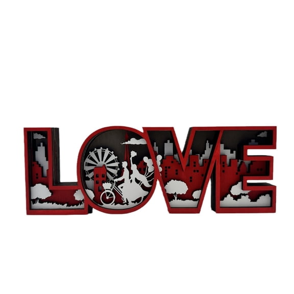 Wooden 3D Romantic LOVE Decorative Sign Ornaments Crafts Perfect Gift for Valentine's Day, Weddings, Anniversaries, Home Decor