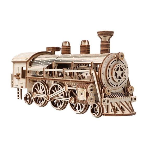 Wooden 3D Steam Train Puzzle Adult Mechanical Moving Model Diy Assembly Craft Vintage Locomotive Building Kit Hobby Display Decor 1 Pack