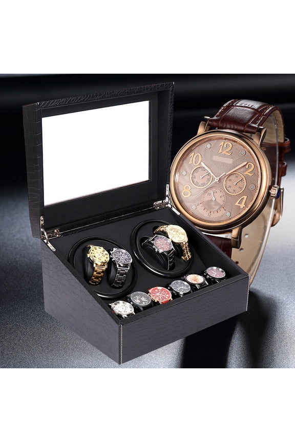 Wooden 4+6 Automatic Rotation Watch Winder Storage Box Display Case Watch Winder