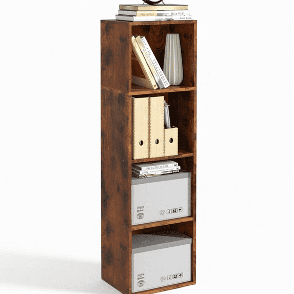 Wooden 4-Cube Storage Organizer, 4-Tier Display Shelf, Freestanding DIY ...