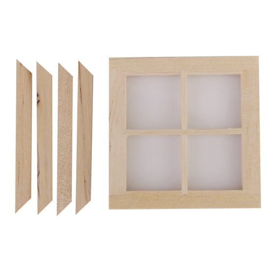 Wooden 4 Pane Window w/ Frame Dolls House Miniature Accessory 1:12