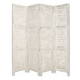 thumbnail image 1 of Wooden 4 Panel Foldable Floor Screen with Textured Panels, White, 1 of 2