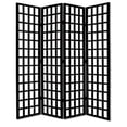 thumbnail image 1 of Wooden 4 Panel Foldable Window Pane Screen with Grid Design, Black, 1 of 4