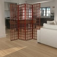 thumbnail image 1 of Wooden 4 Panel Foldable Window Pane Screen with Grid Design, Brown- Saltoro Sherpi, 1 of 5