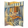 thumbnail image 1 of Wooden 4 Panel Room Divider with Outdoor Patio Scene - Multi Color, 1 of 1