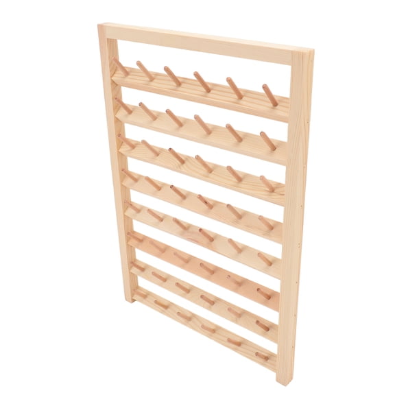 Wooden 48-Spool Wall-Mounted Thread Organizer Rack with Stainless Steel Hardware - 13.4" x 16.1" Sewing Storage Holder for Embroidery & Quilting Household Sewing