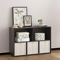 thumbnail image 1 of Wooden 5 Cube Storage Organizer with Closed Back Panel, Black Cube Shelf Heavy Duty Cubby Storage Organizer with Compartments for Living, Display Shelf, 1 of 12