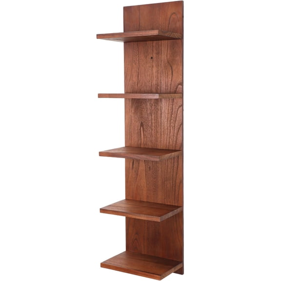 Wooden 5 Tier Wall Shelf,Vertical Column Floating Storage Decor Organizer,Floating Shelf Wall Decor Shelves for , Room,Vanity(Walnut)