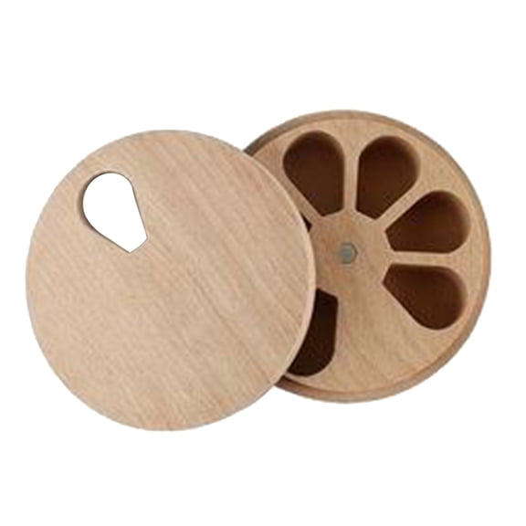 Wooden 7 Day Pill Storage Jar with Magnetic Closure and 7 Large Compartments for Daily Medication Organization