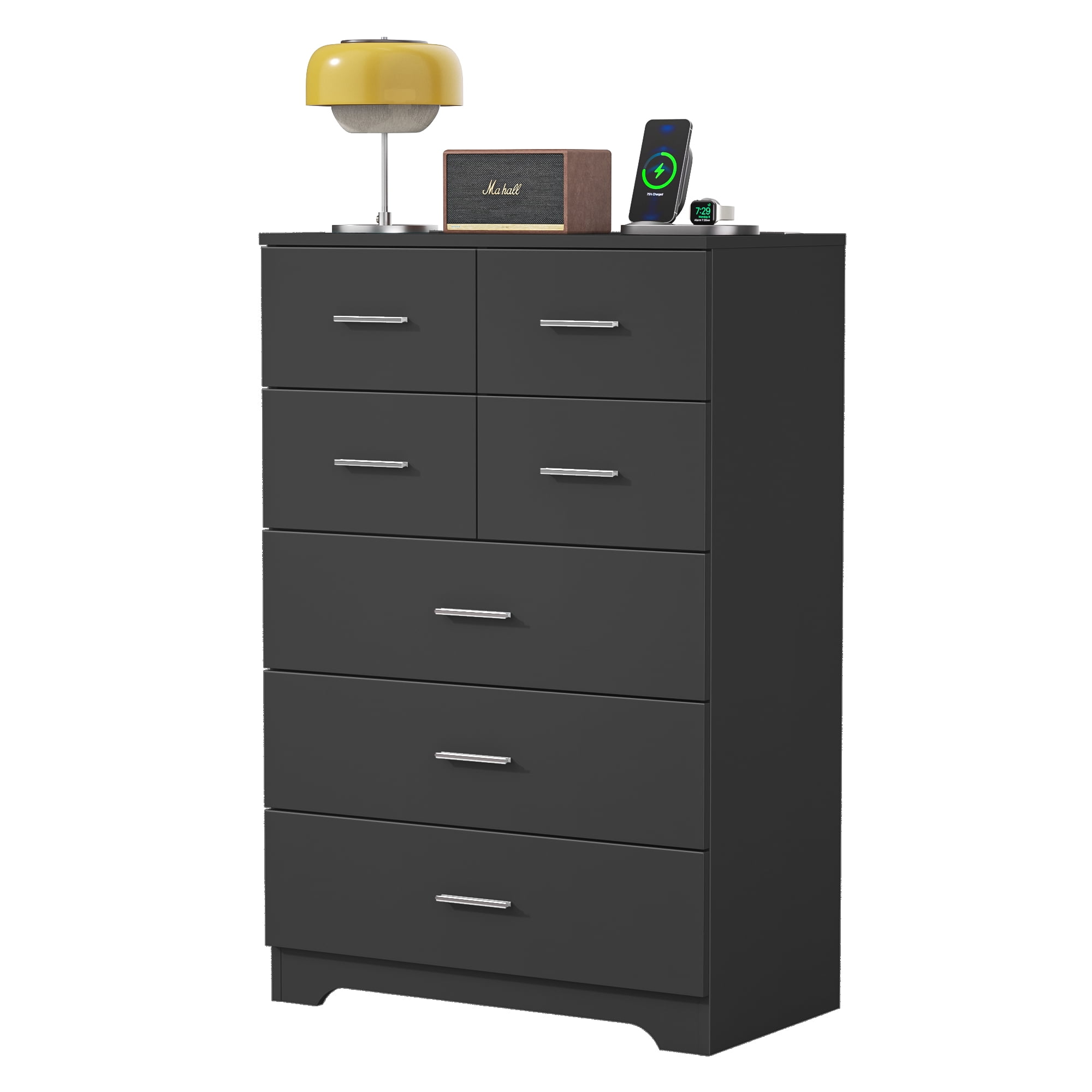 Container For Cabinet Wooden 7-Drawer Storage Cabinet with Built-In Outlet Durable Organizer ...