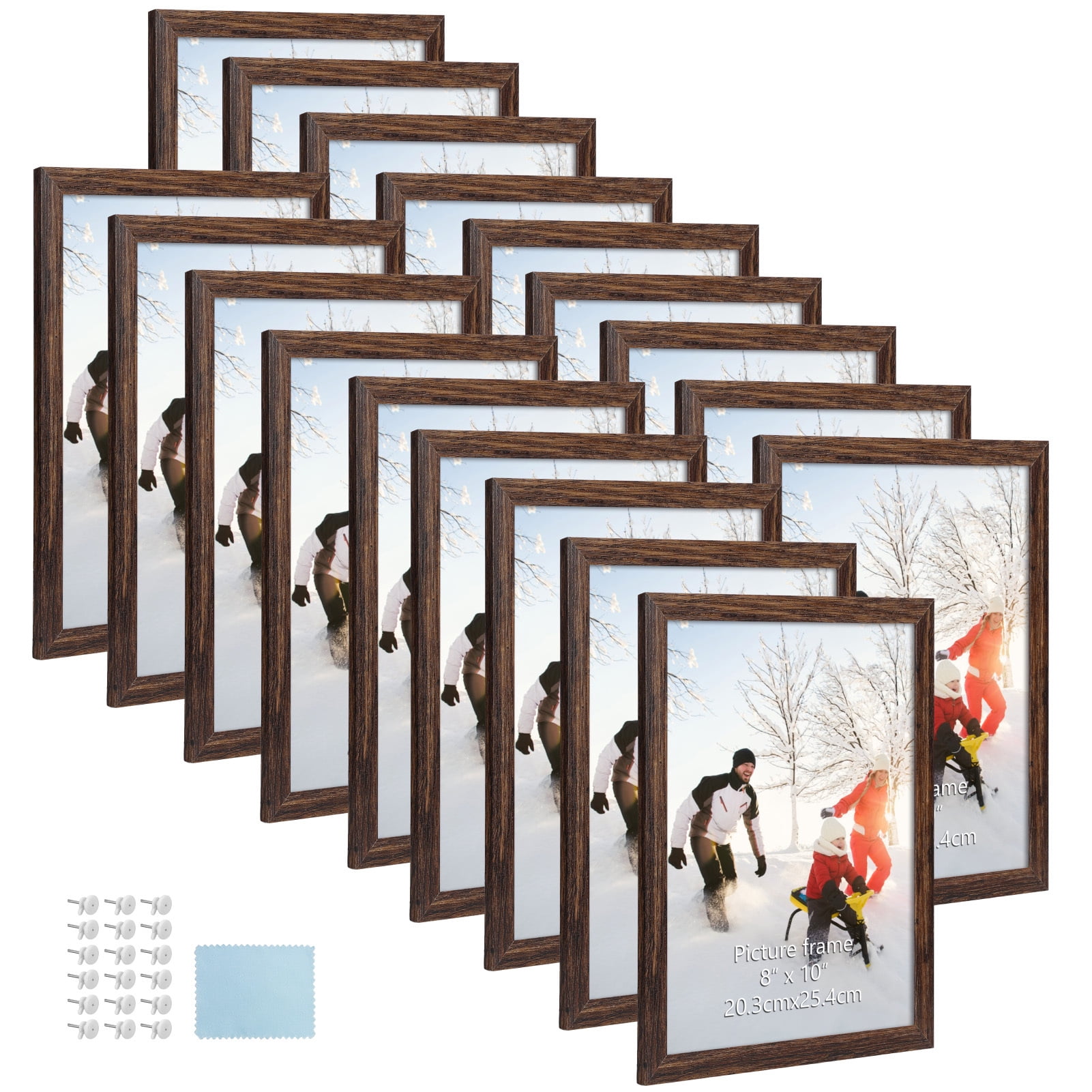 8x10 Picture Frame Set of 18, Brown Rustic Photo Frames 8 by 10 for ...