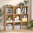 thumbnail image 1 of Wooden 9 Cube Storage Organizer with Closed Back Panel,White Cube Shelf Cubby Storage Organizer with Compartments for Living,Bookshelf,Storage Organizers Easy to Install (Oak, 9 Cube-13in), 1 of 14