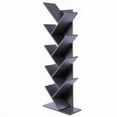 thumbnail image 1 of Wooden 9-Shelf Tree Magazine CD Storage Bookcase, Gray, 1 of 5