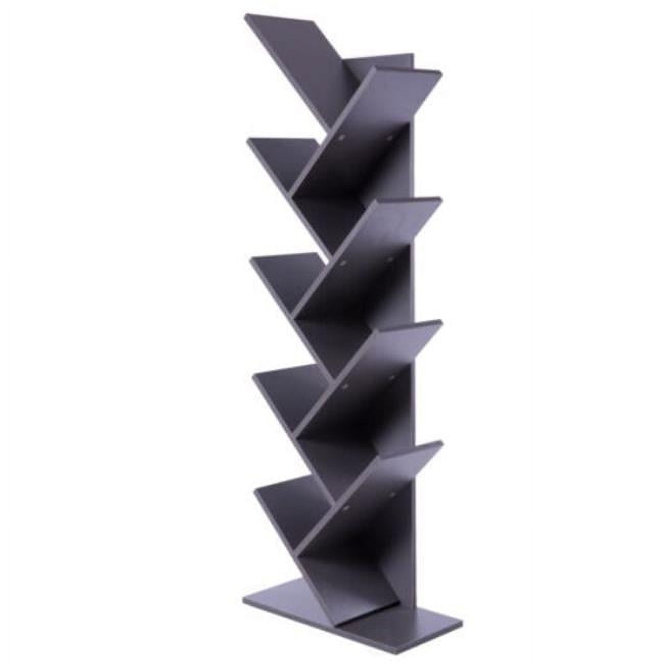 Gray Wooden 9-Shelf Tree Bookcase