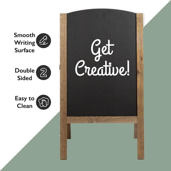 Wooden A-Frame Chalkboard Sidewalk Signs with Rounded Top - 20 x 40 Inches Barnwood Chalkboard - Sturdy Freestanding 20x40 Menu Display Board