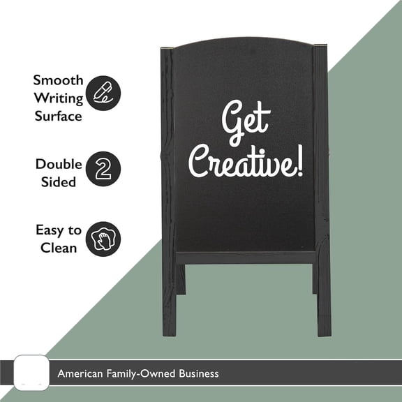Wooden A-Frame Chalkboard Sidewalk Signs with Rounded Top - 20 x 40 Inches Black Chalkboard - Sturdy Freestanding 20x40 Menu Display Board