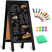 DOLLAR BOSS Wooden A-Frame Sign Chalkboard Sign 40 x 20 Magnetic Sidewalk Menu Board with Sturdy Freestanding Black Sandwich Board Sign Board Menu Display for Restaurant Business Weddings, Black