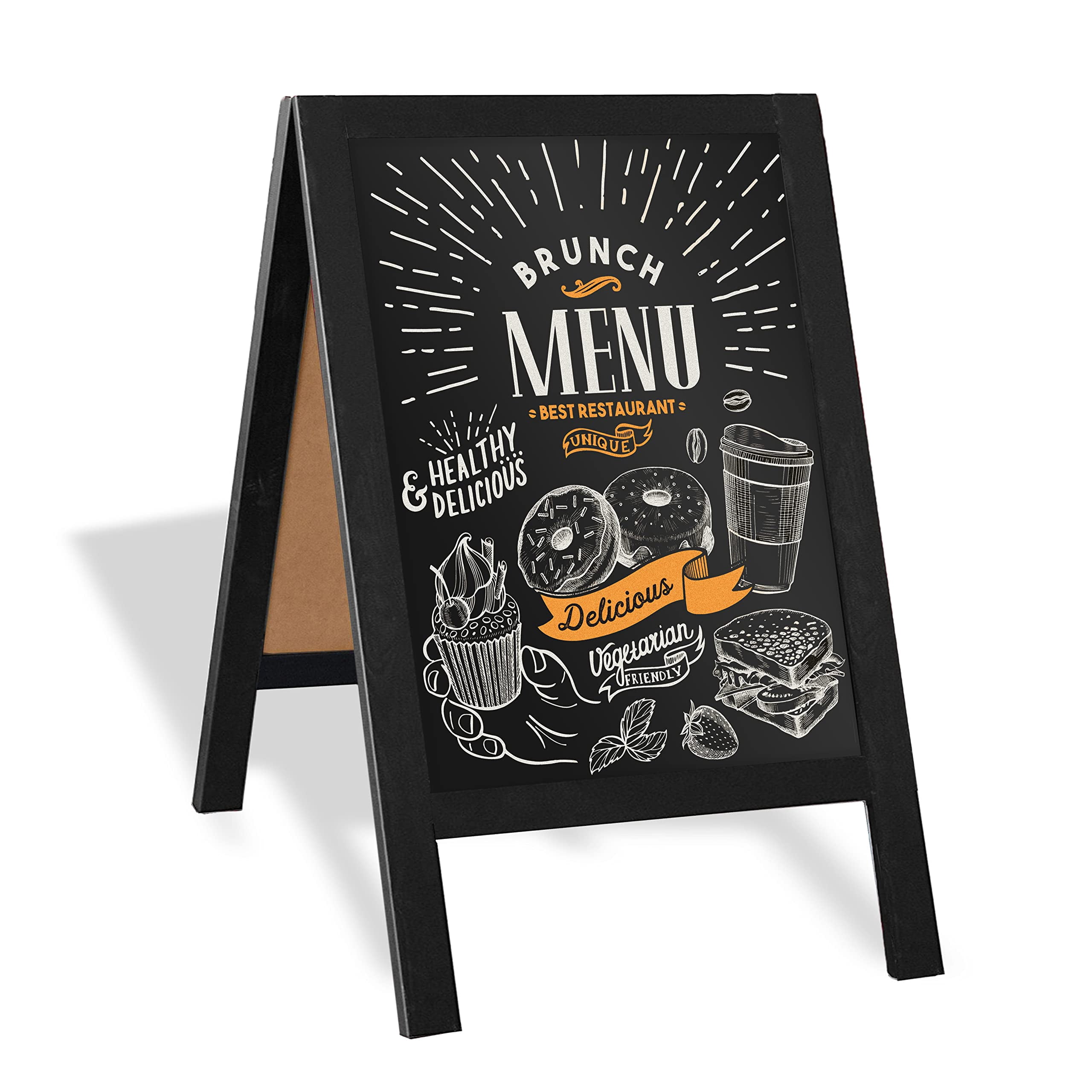 Glitzhome 30x20 A-Frame Chalkboard Sign - Wooden Sandwich Board Easel For Restaurants, Cafes, Weddings