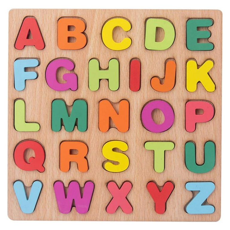 Wooden ABC Letters Colorful Educational Puzzle Wood ABC Peg Letters Puzzle Colorful Jigsaw Blocks Board Educationa Ages 3