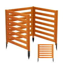 Wooden AC Unit Cover, Light Brown Durable Finish, 3 Panels with Metal Stakes, Pool Equipment Shield, Garden Privacy Fence, Patio Barrier, Yard Partition​