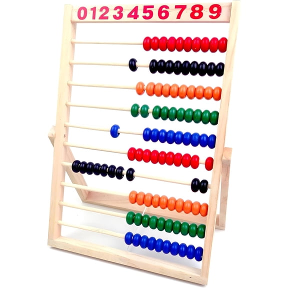 Wooden Abacus for Kids Math - 10 Rows Abacus, Multi-Color Counters for Kids 3-5, Counting Toys for Preschool Learning & Development, Develops Coordination, Motor Skills