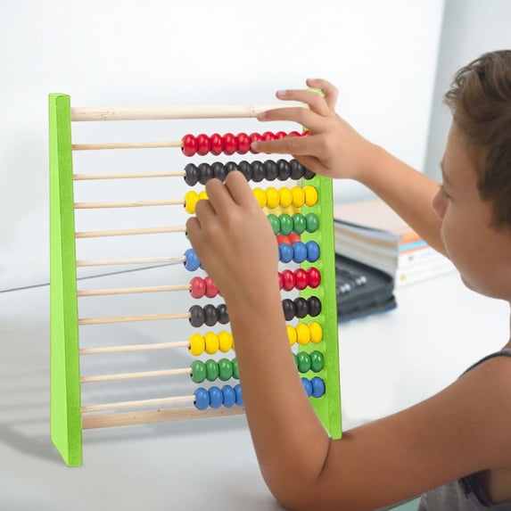 Wooden Abacus Math Toy 10 Row Colorful Beads Counting Frame for Early Learning Educational Calculation Development