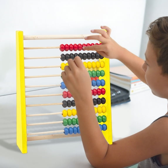 Wooden Abacus Math Toy 10 Row Colorful Beads Counting Frame for Early Learning Educational Calculation Development