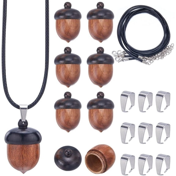 Wooden Acorn Nut Box Disconnectable Camel Wood Charms Travel Pill Case Autumn Detachable Christmas Pendant