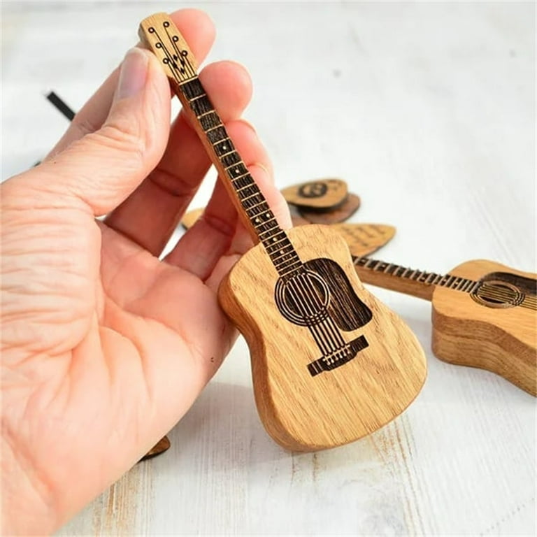 Wooden Acoustic Guitar Pick Box with Stand, Personalized Guitar
