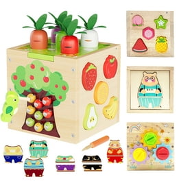 Woodmam Wooden Activity Cube, 8-in-1 Kids Baby Busy Toy, Montessori  Learning Gift Set for 12+ Months Toddlers