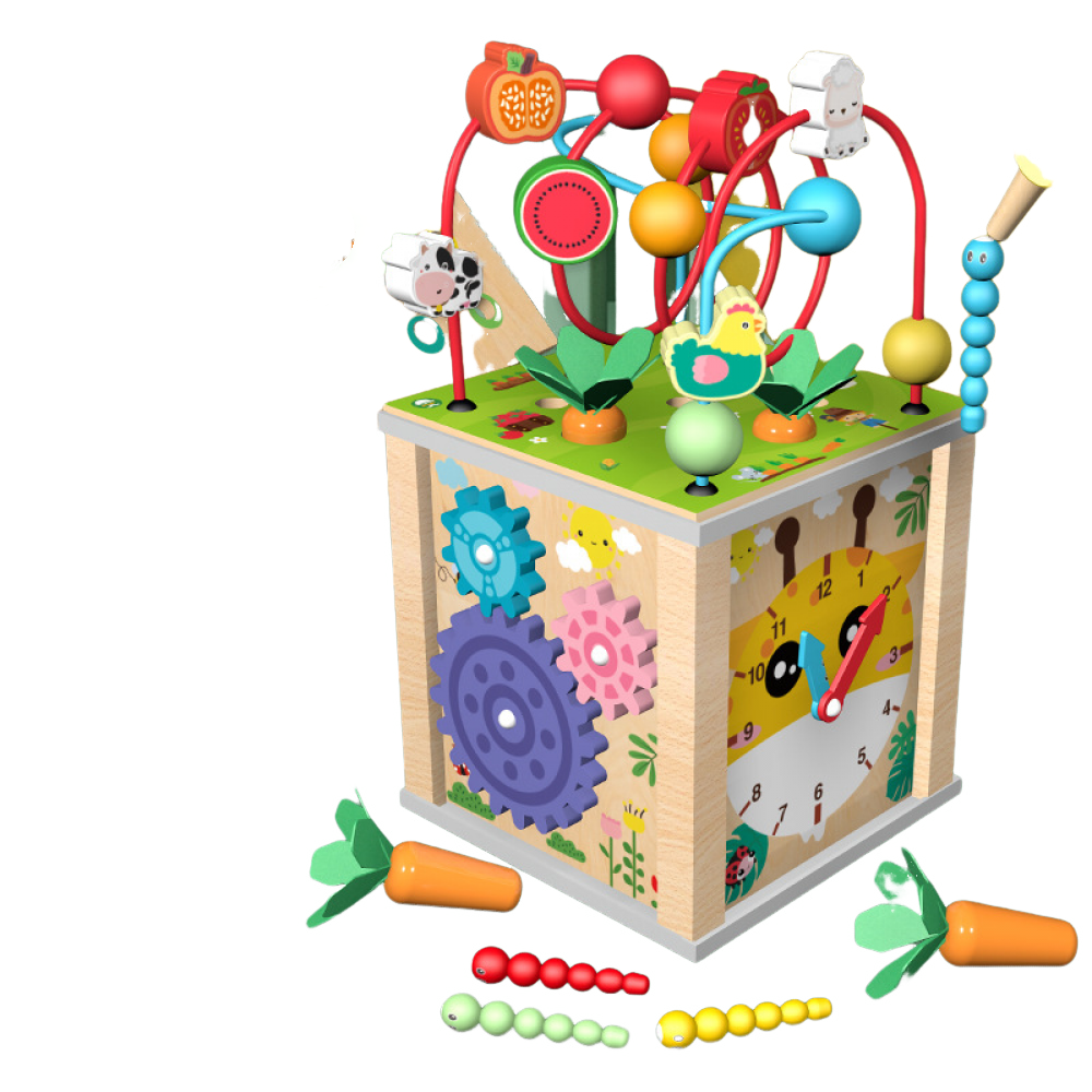 Wooden Activity Cube 8in1 Montessori Toys for 12M+ Toddlers, One