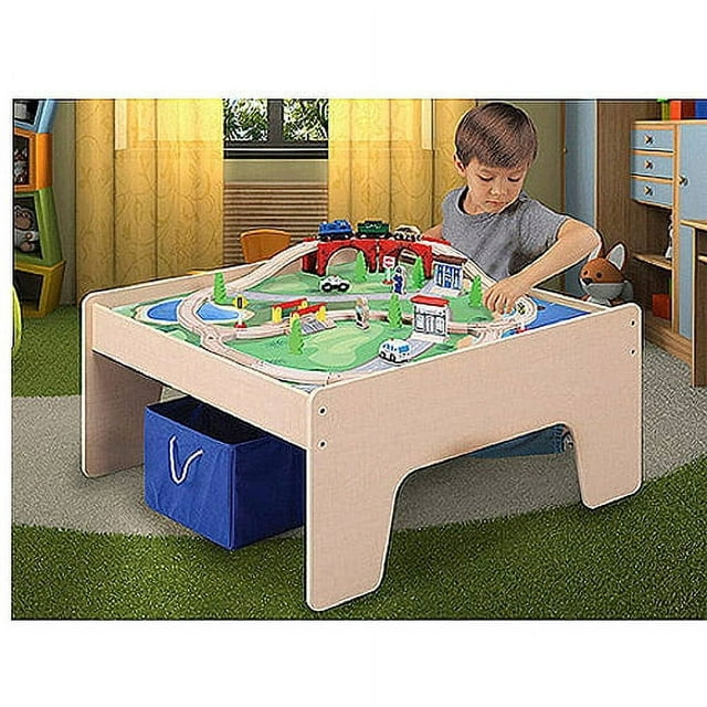 Wooden Activity Table with 45-Piece Train Set & Storage Bin Only At Walmart