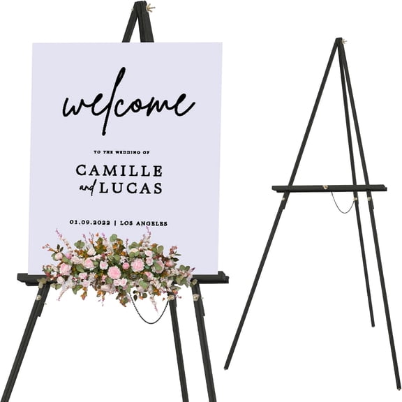 Wooden Adjustable A-Frame Tripod Easel Stand for Canvas, Posters, Wedding Signs, and Artwork Display