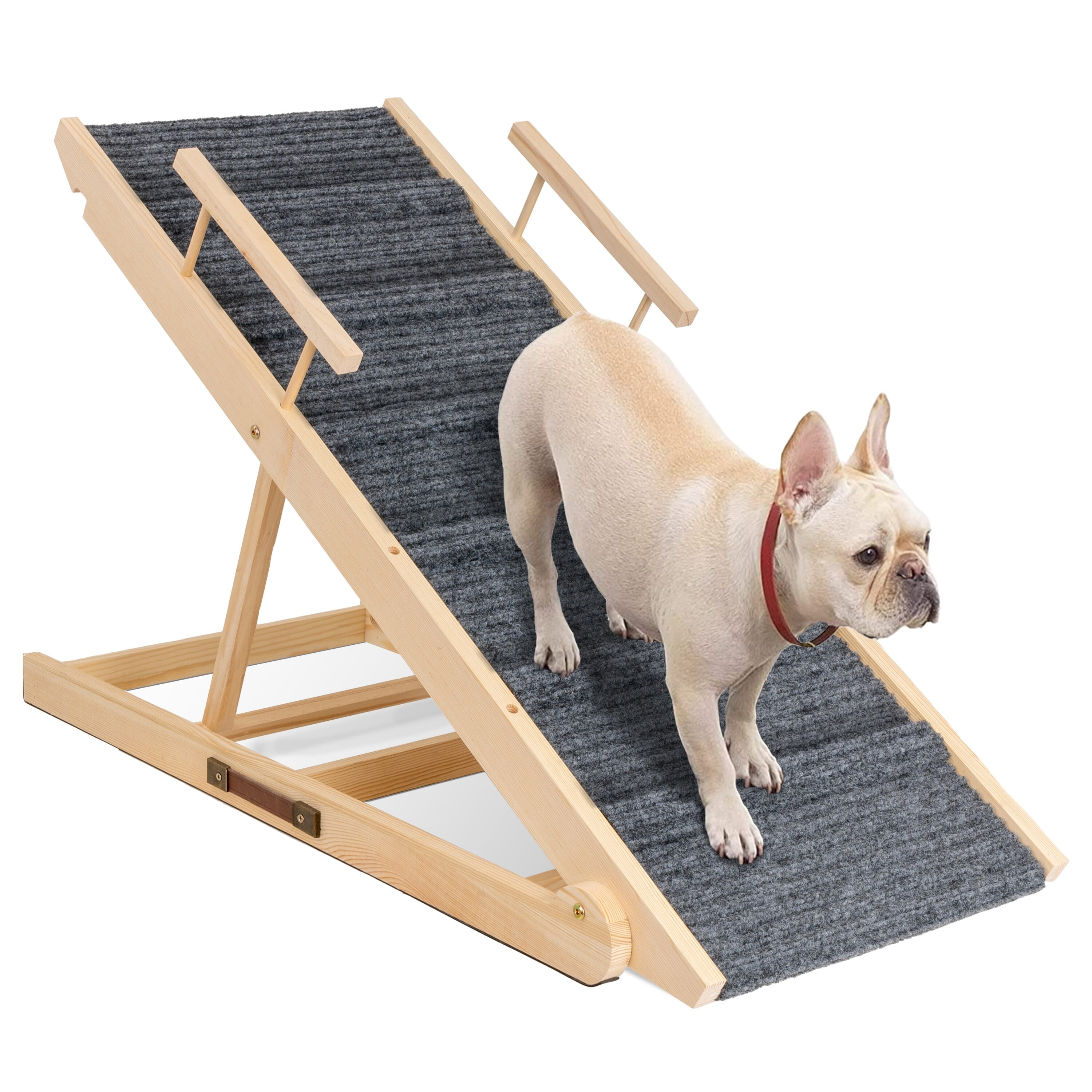Wooden Adjustable Pet Ramp 41.33" Long Folding Portable Dog Ramp for