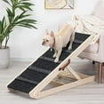 thumbnail image 1 of Wooden Adjustable Pet Ramp for All Dogs and Cats - Non Slip Carpet Surface and Foot Pads - 40" Long and Adjustable from 12” to 24” - Up to 200LBS - Folding Dog Car Ramps for SUV, Bed, Couch, 1 of 10
