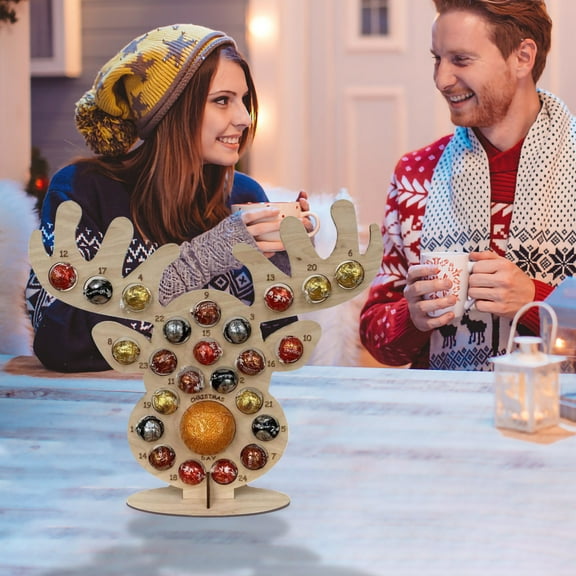 Wooden Advent Calendar Party Chocolate Frame Decoration, Countdown Display Stand for Christmas Table, Home and Party Seasonal Decorations