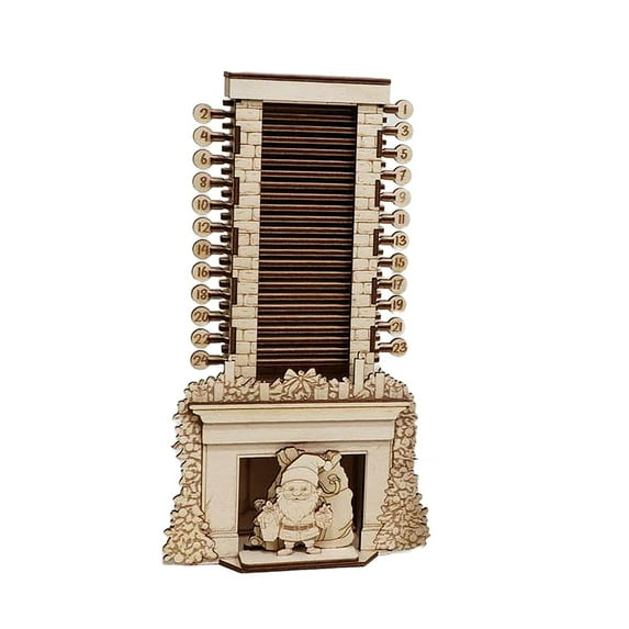 Wooden Advent Calendar Santa Claus Holiday Decor 24 Days Countdown for Dorm Bedroom Office Fireplace Tabletop