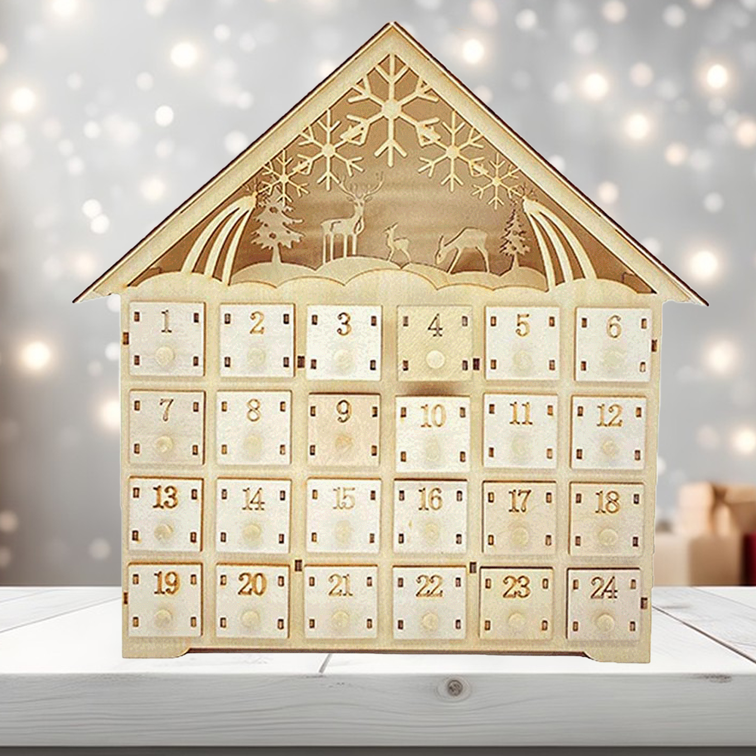 Wooden Advent Calendar With Drawers, Christmas Decorations Reusable